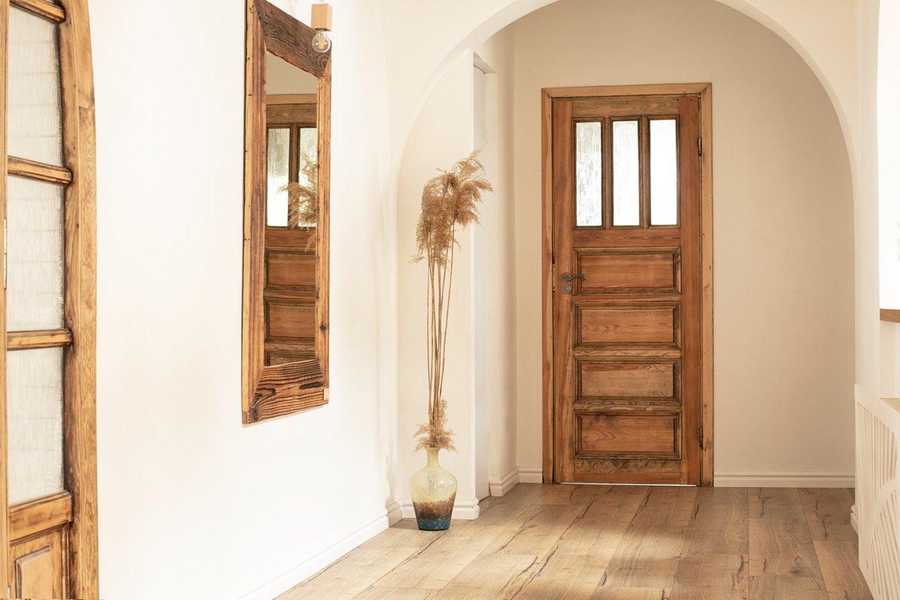 Beautiful boho interior of hallway.