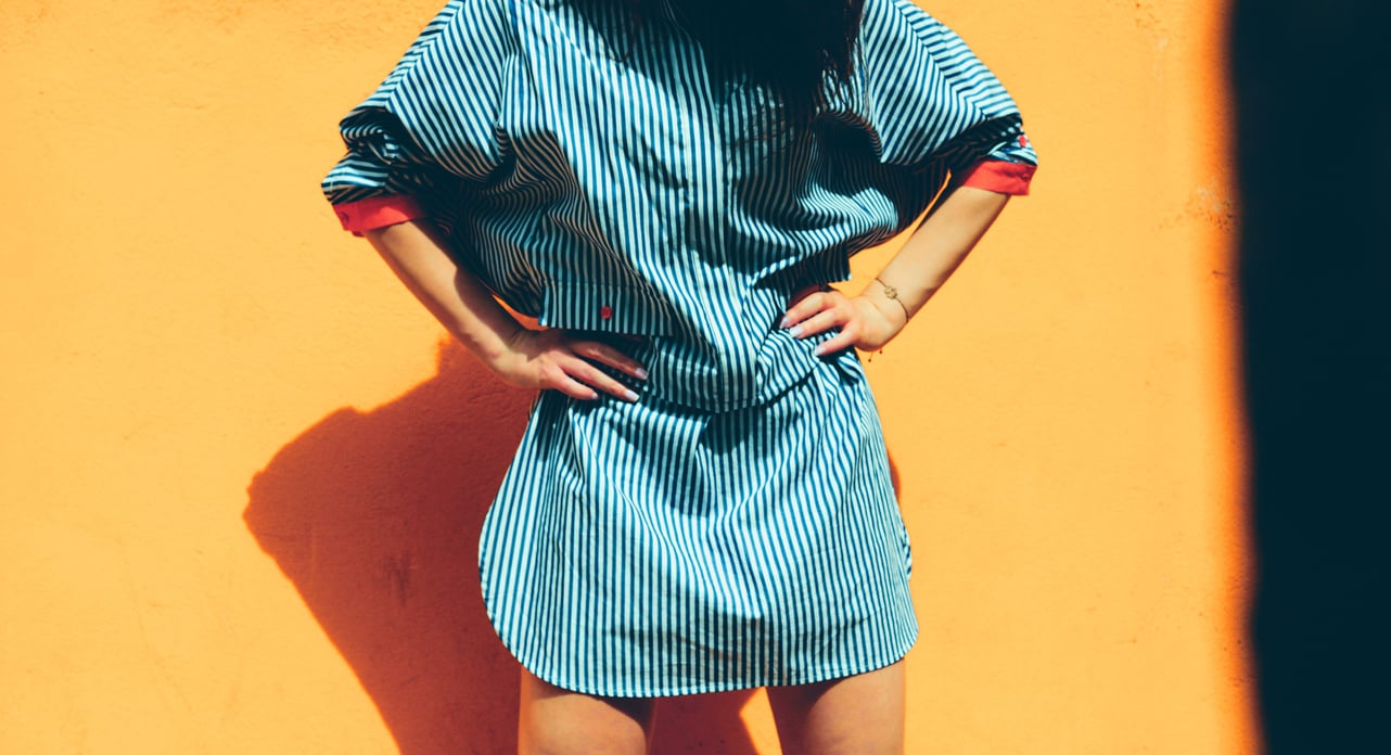 Woman In Striped Dress